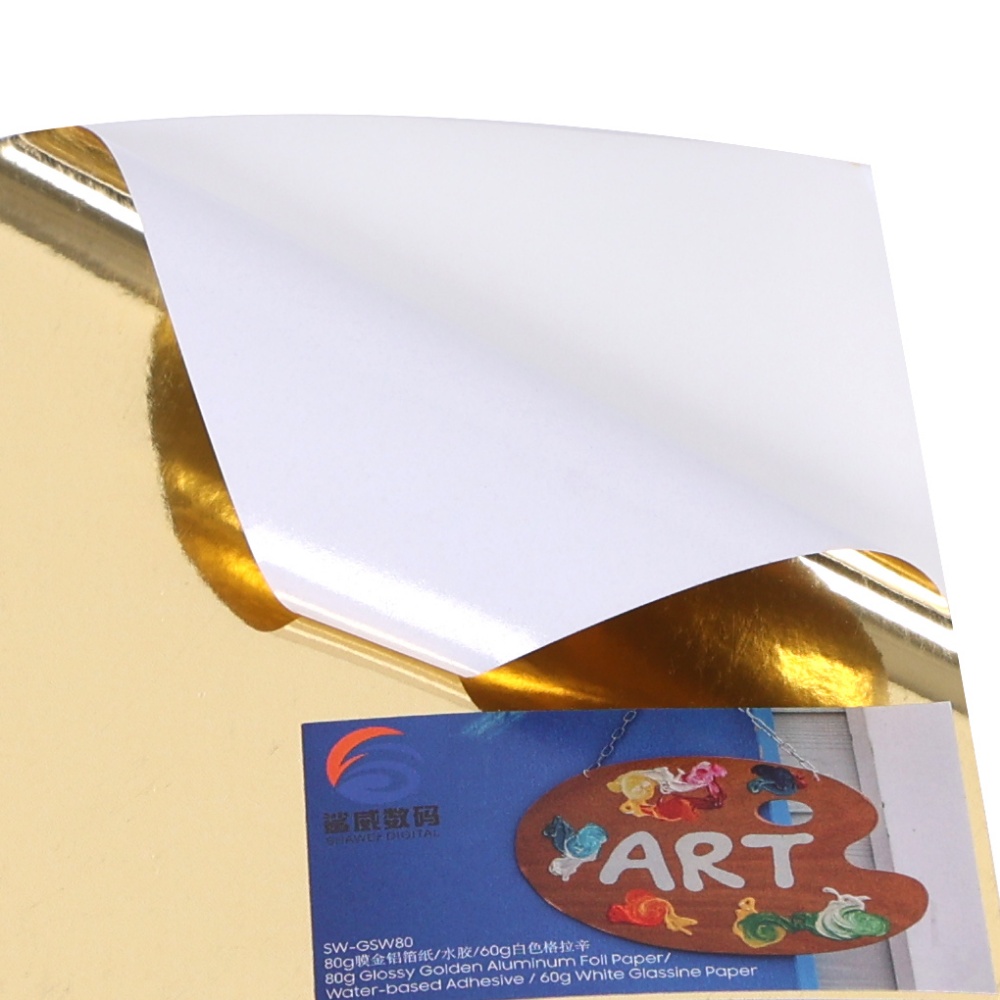 Water-based Adhesive Glossy Golden Aluminum Foil & Art Paper SW-GGWW80
